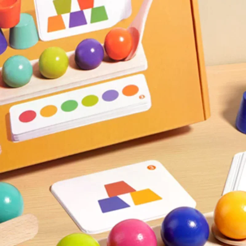 Деревянные развивающие игрушки Монтессори для детей, шарики соответствующего цвета, штабелируемые чашки, игры, познание, дошкольное обучение, учебные пособия