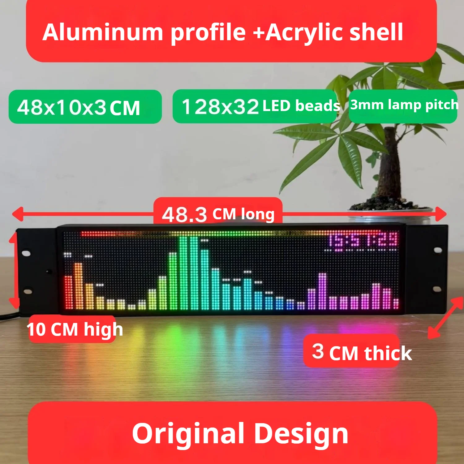 Professional music spectrum display instrument, music rhythm light RGB multi-color adjustable, wireless pickup spectrum analyzer