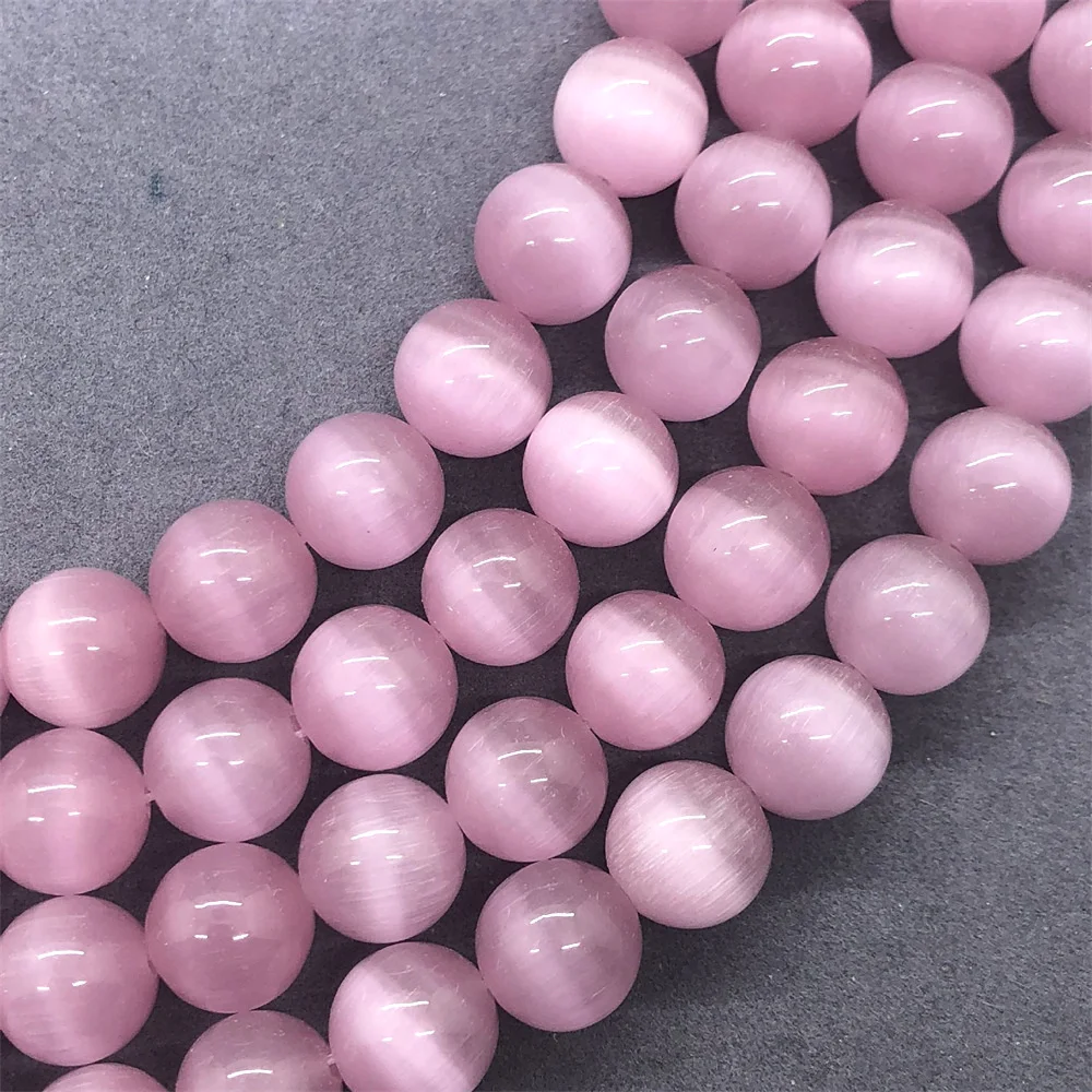 

6 8 10mm Pink Cat's Eye Beads for DIY Women Necklace Bracelet Earring Fine Jewelry Making Charm Fashion Jasper Accessories