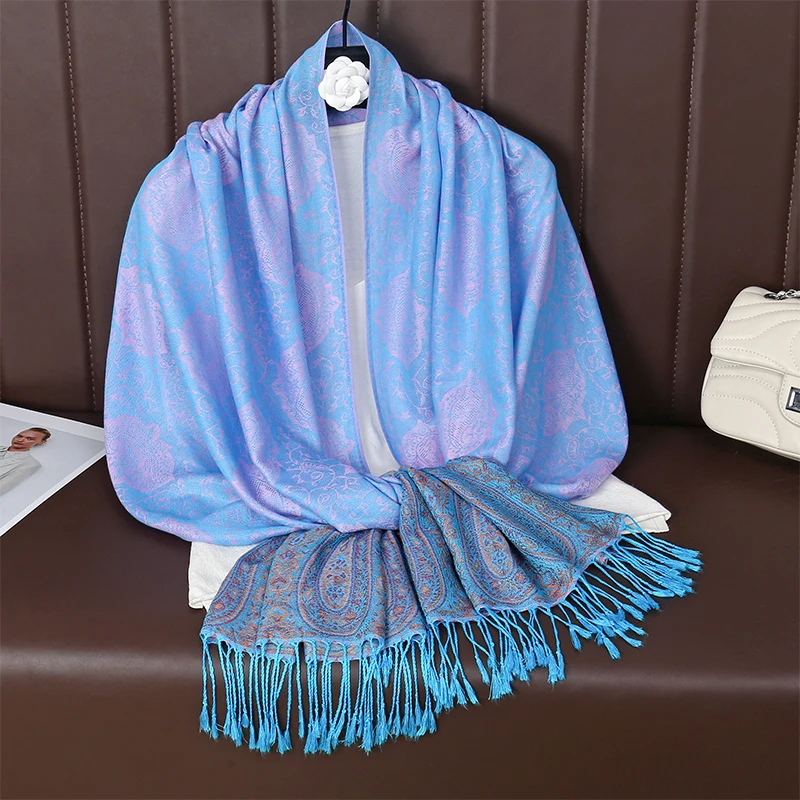 New 70x190CM Women Cotton Jacquard Scarf Big Shawl Fashion Elegant Lady Long Printing Decorate Scarves Sun Protection Bandana