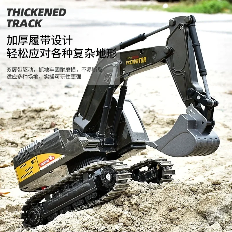 Alloy Remote Control Excavator Toy Car with Lights Sound Effect Electric Excavator Automobile Engineering Vehicle Children Gifts