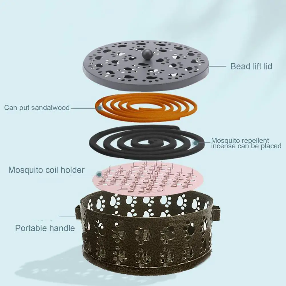 Decorative Repellent Box Metal Mosquito Coil Holders Stylish Fireproof Solutions for Home Office Camping Hollow Cat Claw