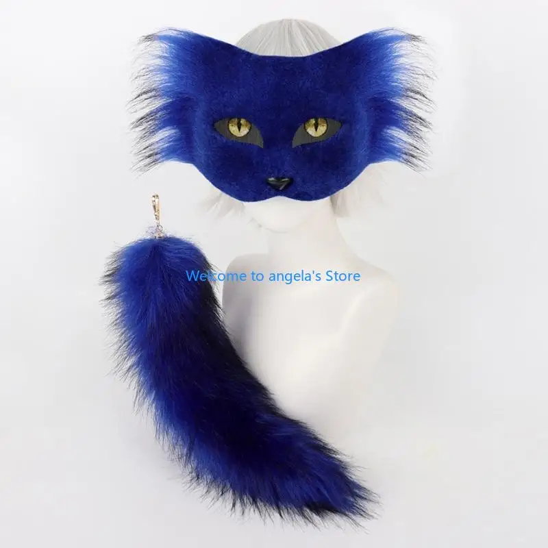 X4yc Craftable Cats เครื่องแต่งกายชุดอุปกรณ์เสริมด้วยหางที่ถอดออกได้สำหรับตัวละครคอสเพลย์ฮาโลวีนและโครงการศิลปะ
