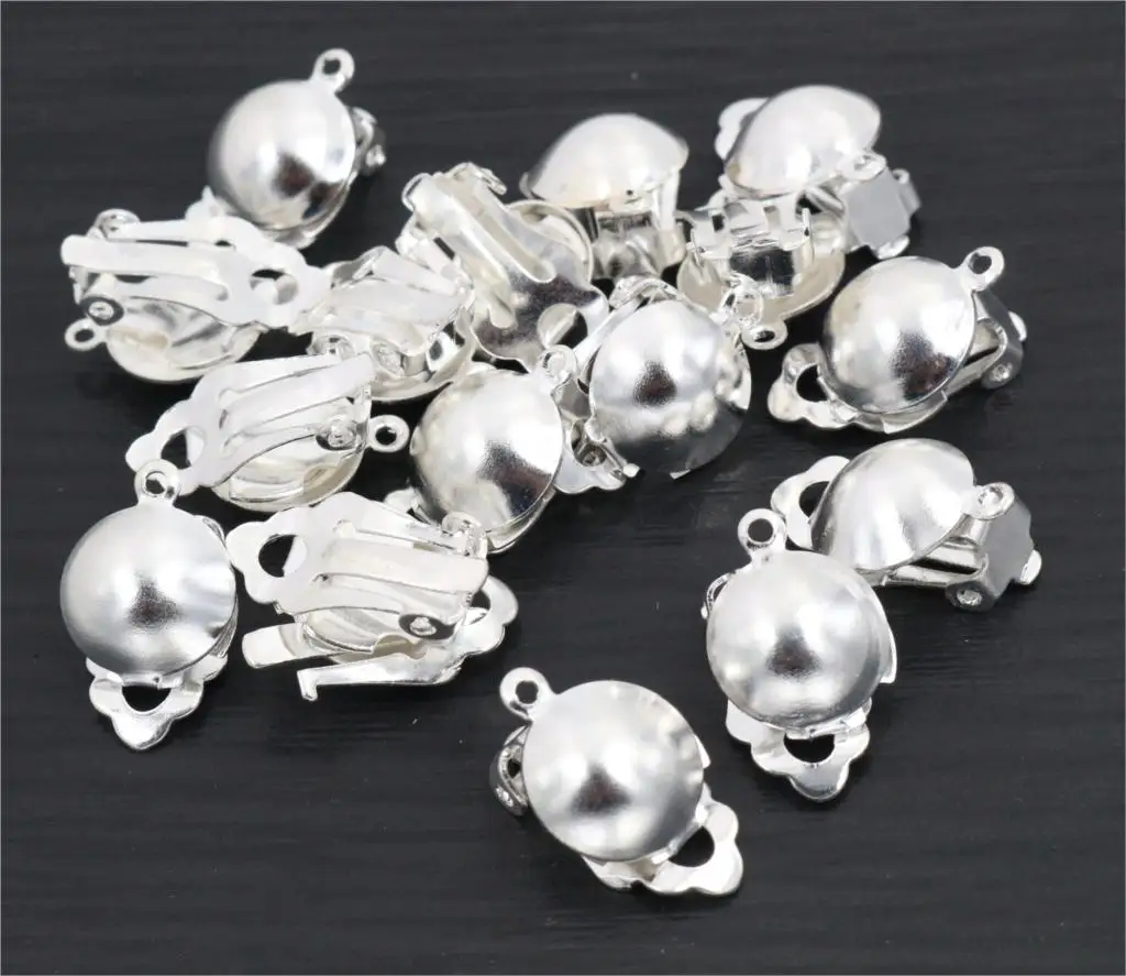12mm 20pcs/lot Iron material Ear Clips Silver Plated Colors ,Earrings Blank/Base,Fit 12mm Glass Cabochons,earring setting-S2-33