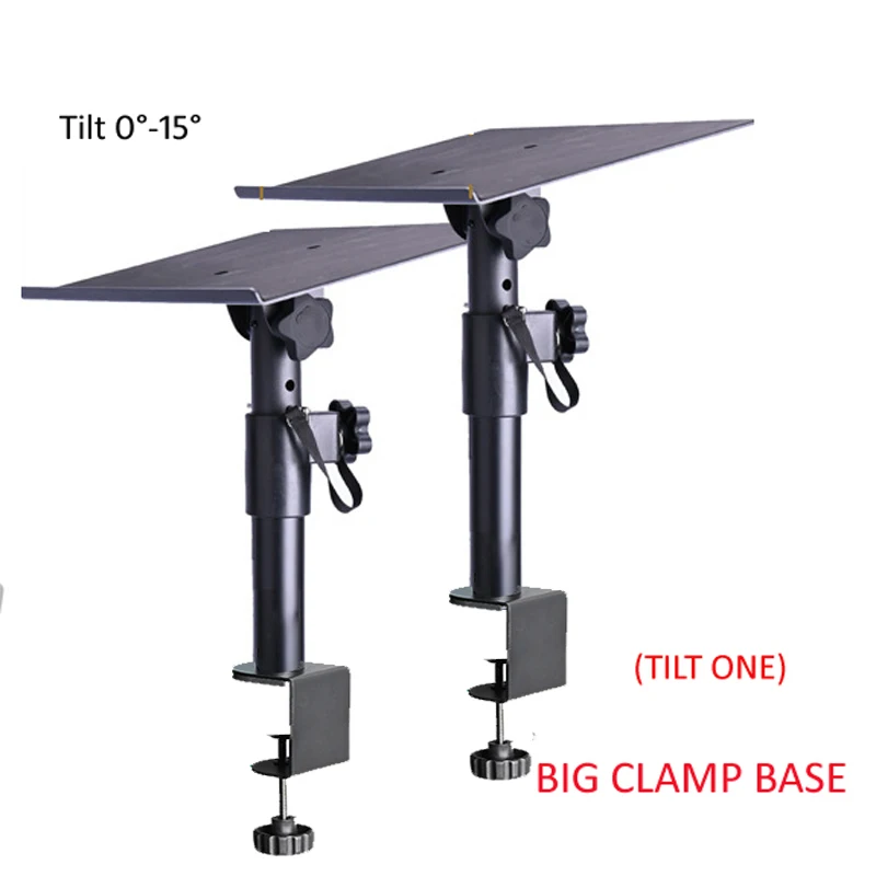 Soporte de escritorio universal para proyector, soporte de altavoz con bandeja de 0-70mm con base de abrazadera grande, Altura ajustable de