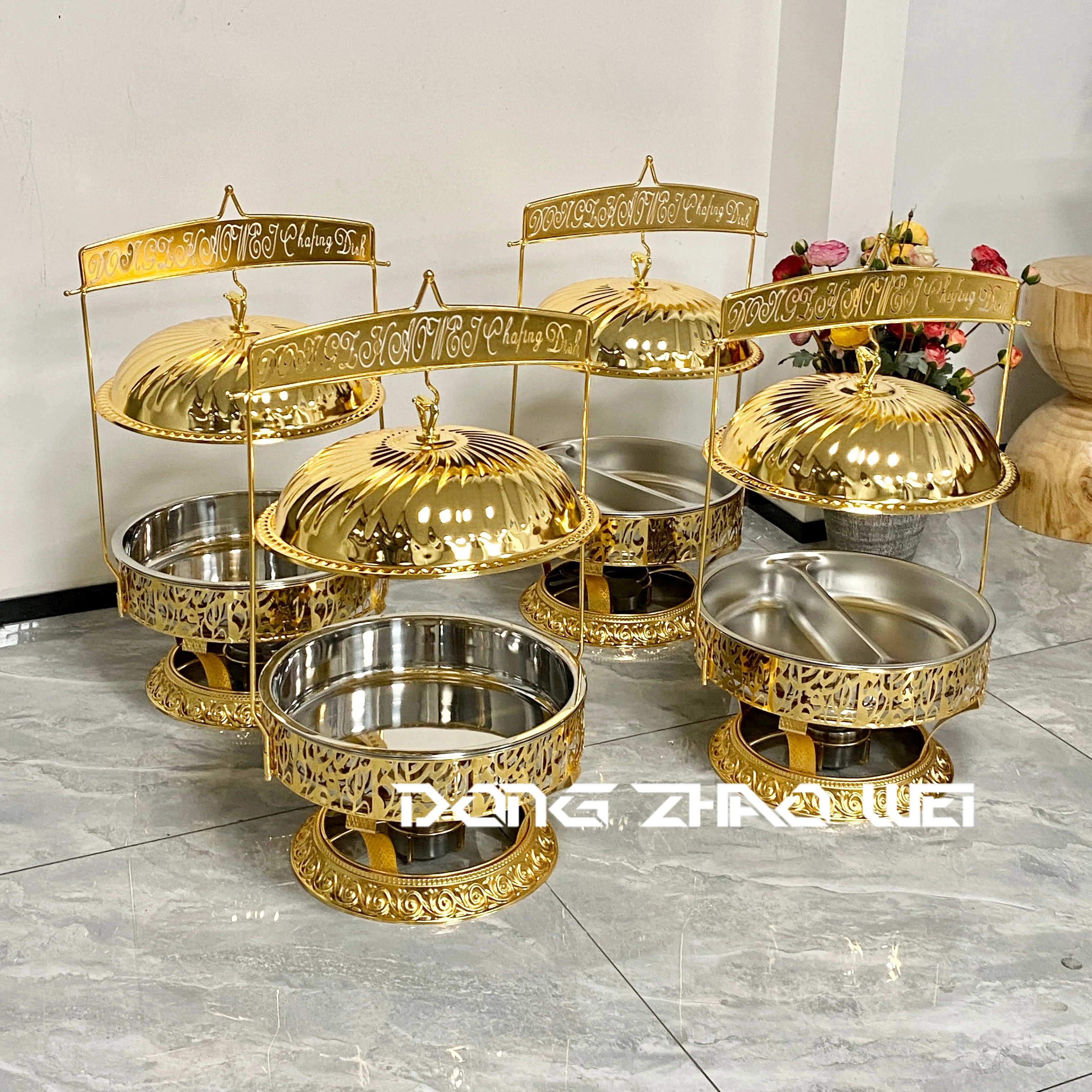 1PCS  Party Catering Supplies Buffet Stove Food Warmer Set Luxury Hanging Lid 8LGold Chafing Dish Buffet Set for Restaurant - view 2
