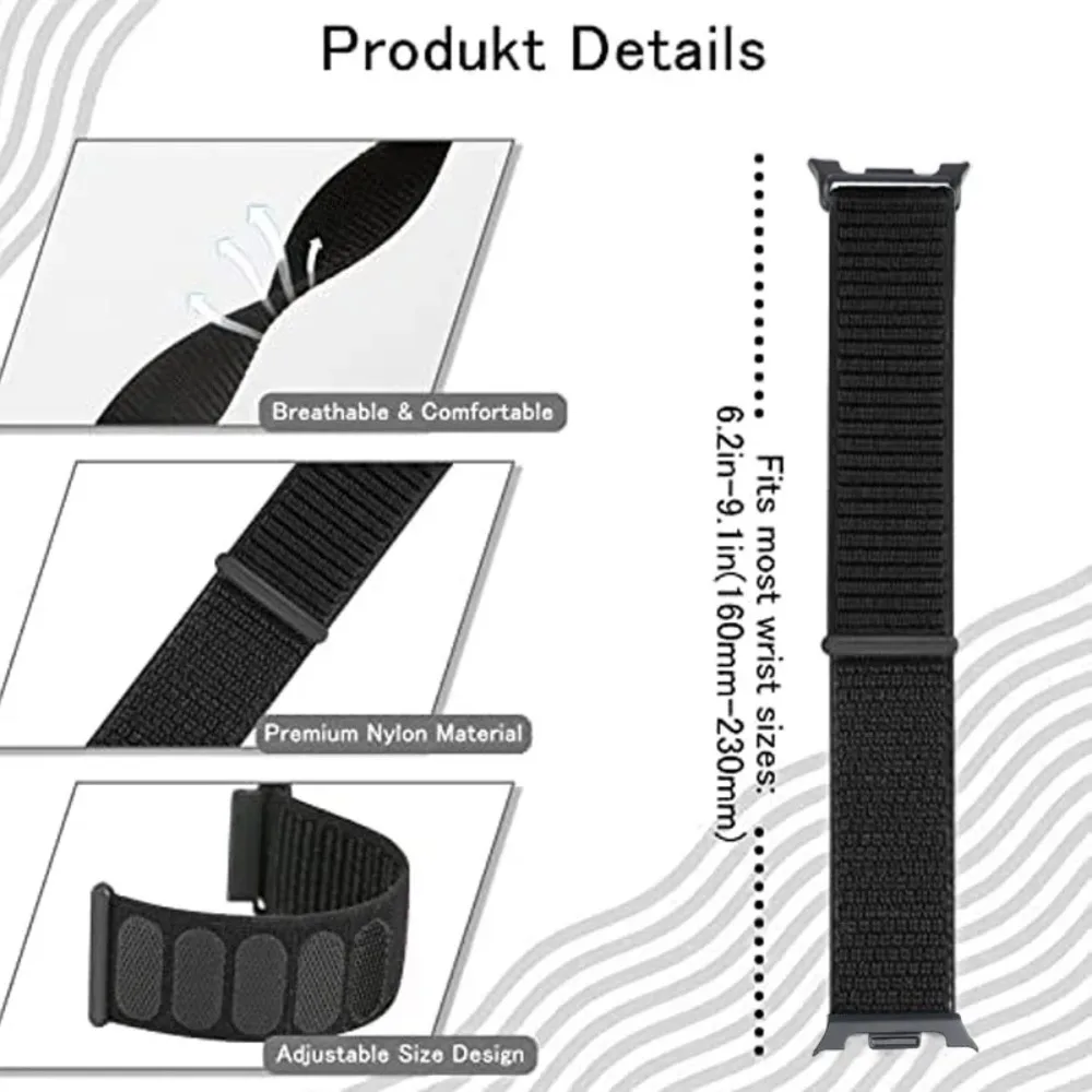 Official Nylon Loop Strap for Samsung Galaxy Watch 9 8 40mm 44mm Metal Connecting Wristband for Galaxy Watch 8 Classic 46mm Belt