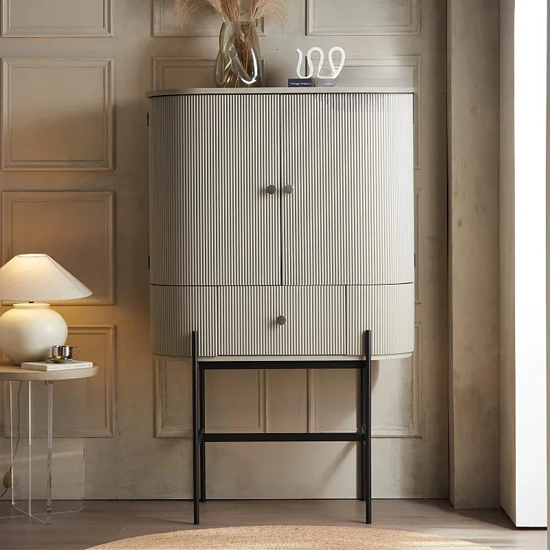 

French Country Retro Vintage Cement Paint Wine Cabinet Designer Furniture Silent Wind Display Clothes Closet