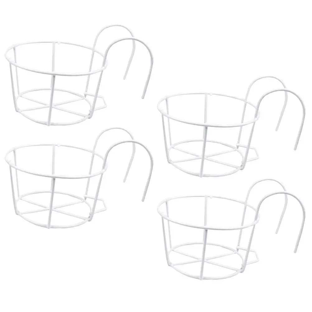 Soporte colgante para plantas, decoración para balcón al aire libre, soporte de alambre resistente para valla, ventana, maceta, estante duradero a prueba de óxido, 4 Uds.