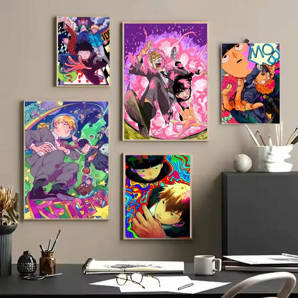 Anime M-Mob Psycho 100 Painting Calligraphy Frameless Canvas Wall Art Perfect For Hallway Home Decoration Holiday Gifts