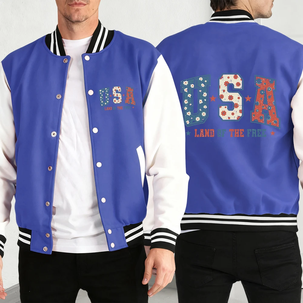 

Бейсбольный трикотаж США с художественными узорами, мужское повседневное свободное пальто, флисовая осенняя куртка, американские топы, унисекс, универсальная одежда