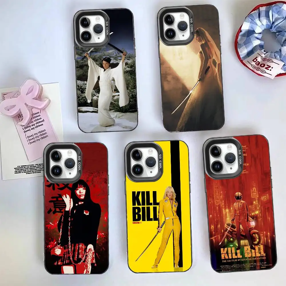 1PC Kill Bill Film Telefon Fall Für IPhone 17 Air 16 15 14 13 12 11 Pro Max Plus Farbe stoßfest Zurück Silber Cove