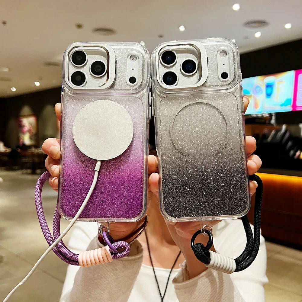 

Shockproof Transparent TPU Soft Phone Case for iPhone 17/16/15/14/13/12/11 Pro Max Plus 16E 17Air with Lanyard Clear Cover