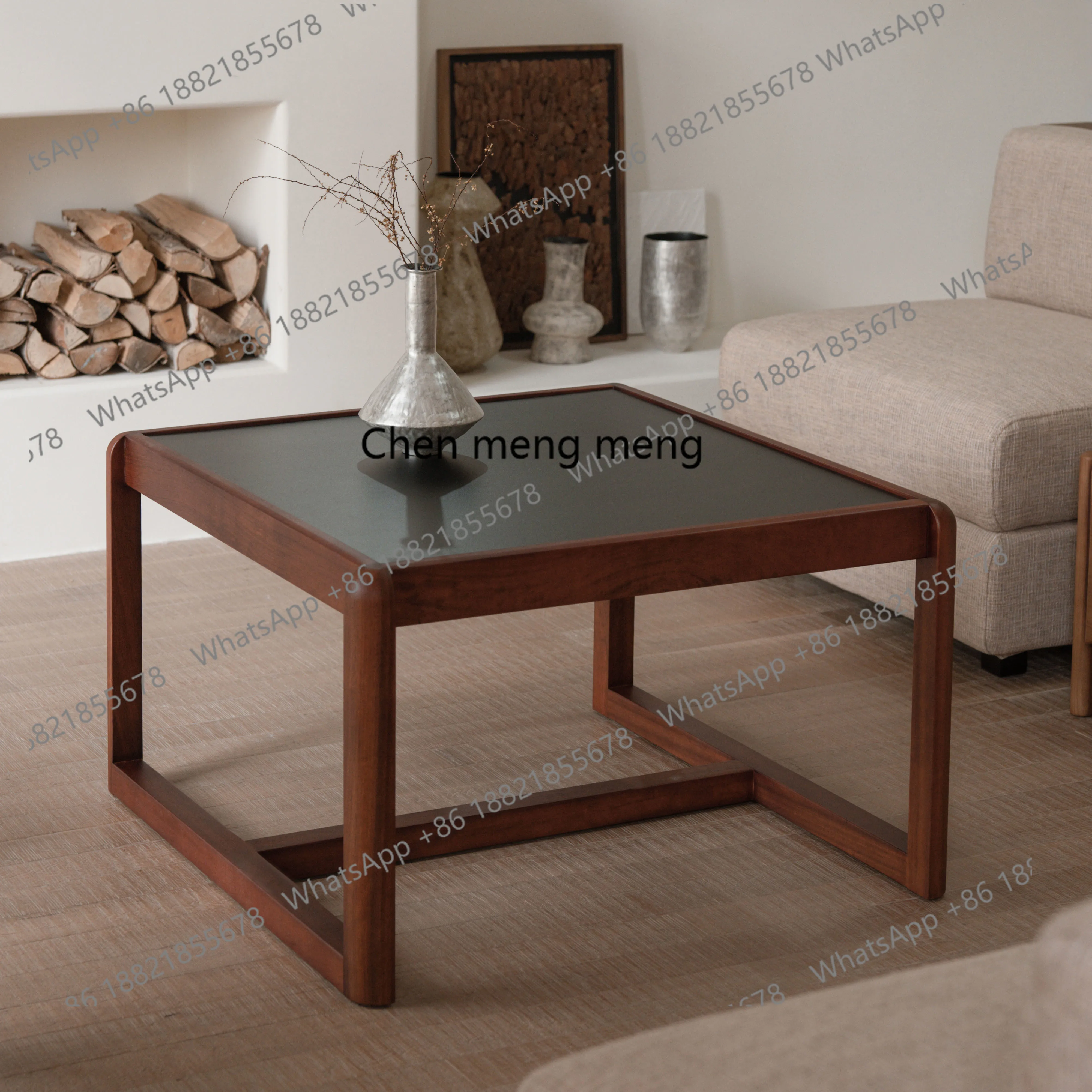 

Coffee table | Solid wood homestay home living room medieval designer retro square coffee table