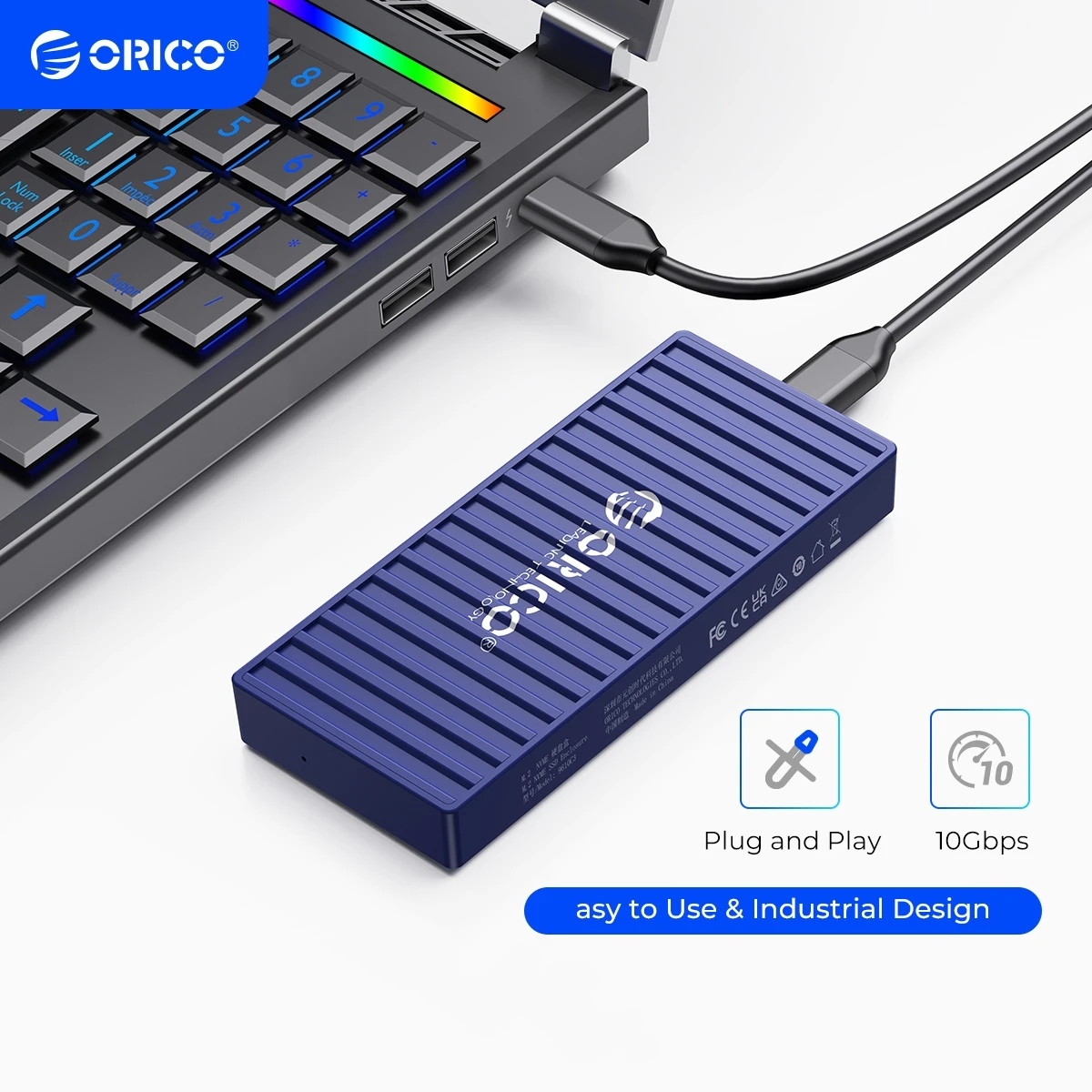 ORICO-Boîtier M.2 NVMe SSD, 10Gbps, SATA M2, USB 3.1, Gen2 Type-C, sortie pour ordinateur portable, accessoires informatiques