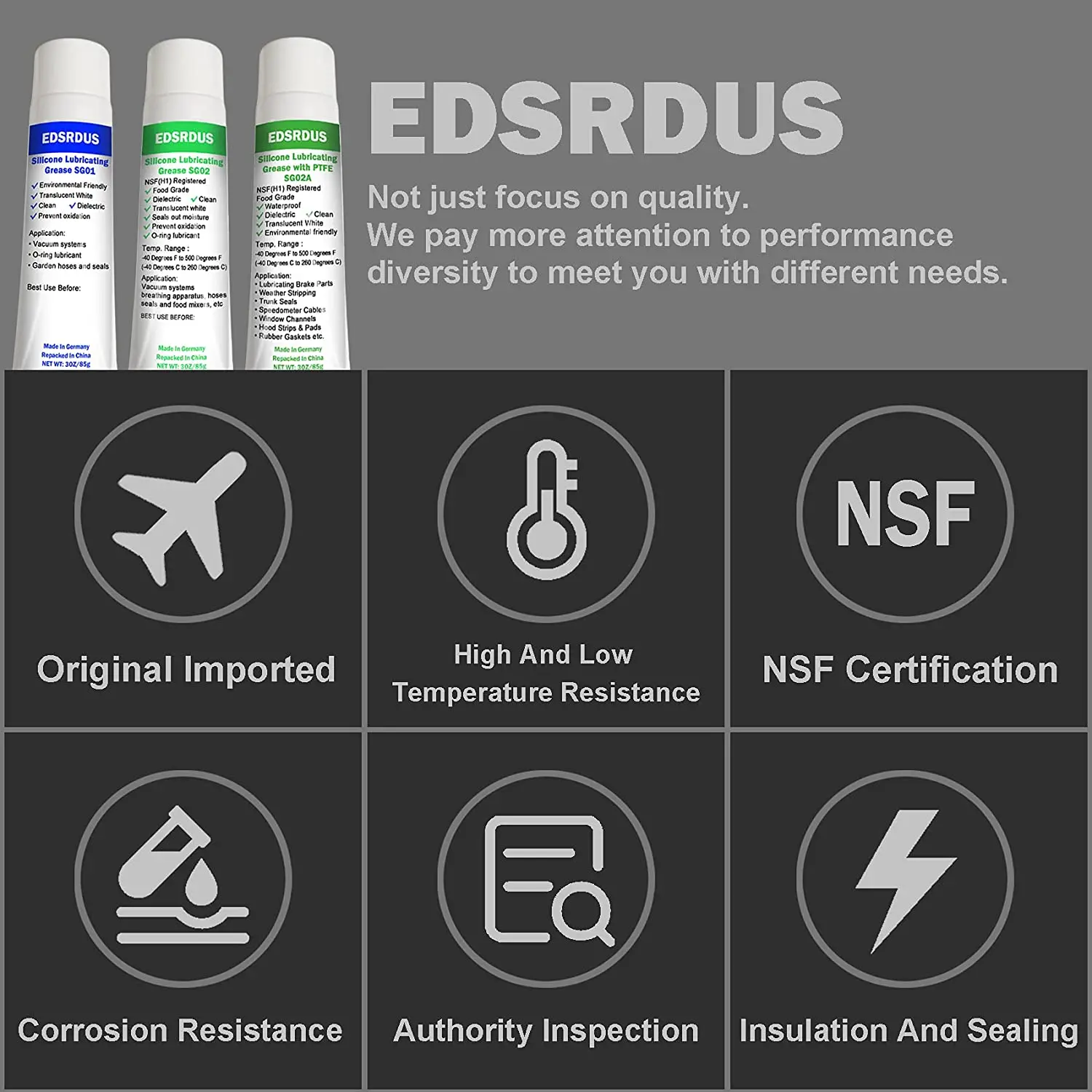 Edsrdus SG02 USDA H1 Food Grade Silicone Grease Multi Functional O-Ring Lubricant Dielectric Seals Faucet Kitchen Appliances