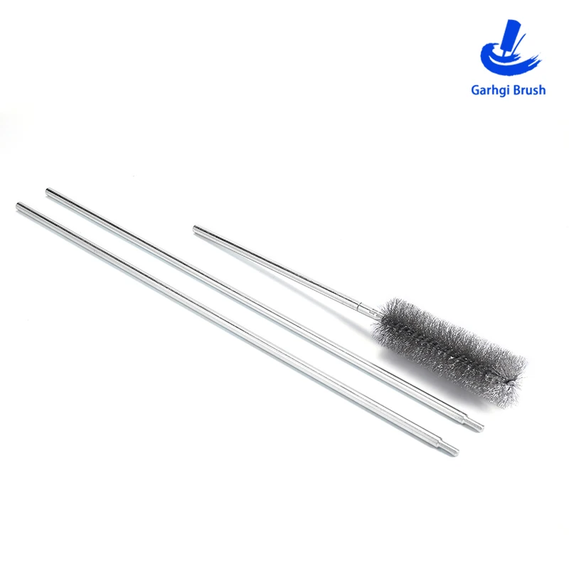 Stainless Steel Wire Pipe Brushes in Twisted Wire with M6 Thread Handle for Deep Hole Cleaning Polishing Deburring Drill Use