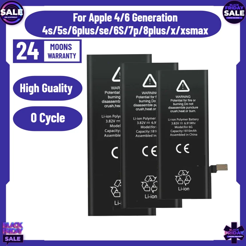 0 Cycle New Battery for Apple 4/6 Generation 4s/5s/6plus/se/6S/7p/8plus/x/xsmax Mobile Phone Batteries