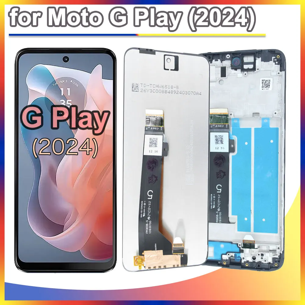 Replacement Touch Screen LCD Digitizer Panel With Frame For Motorola Moto G Play 2024 XT2413 Mobile Phone Screen Repair Kit