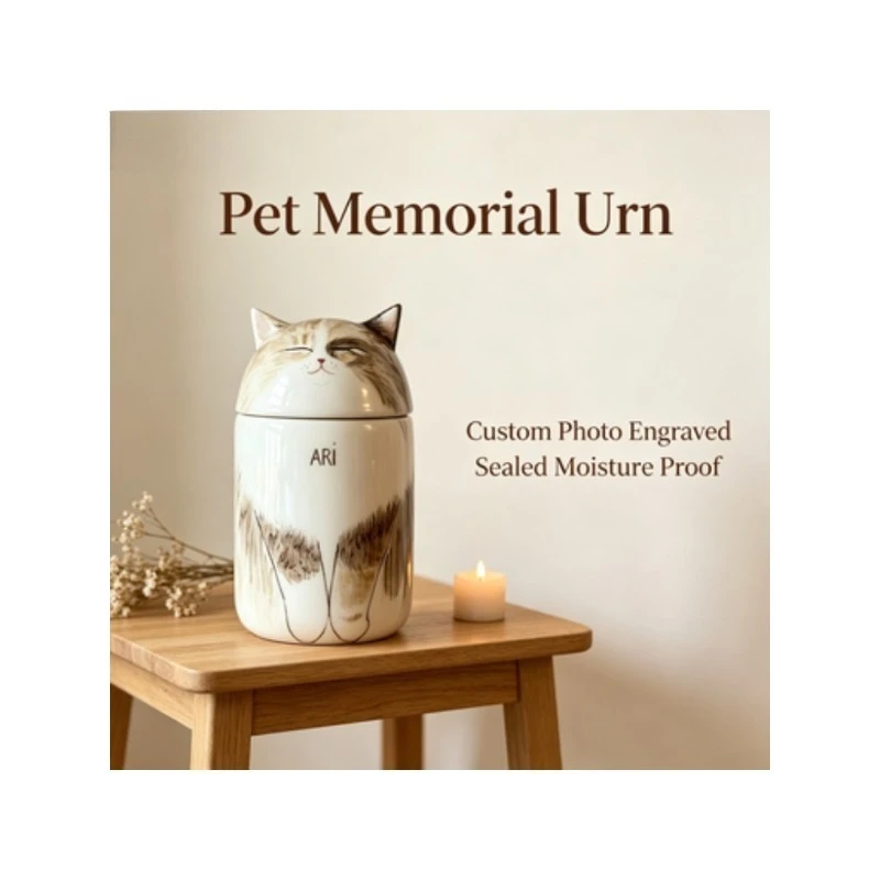 ZONGYAN Pet Ceramic Cremation Urn Custom Engraved Photo Sealed Moisture Proof Pet Ashes Jar Memorial Decor For Dog Cat Decorate