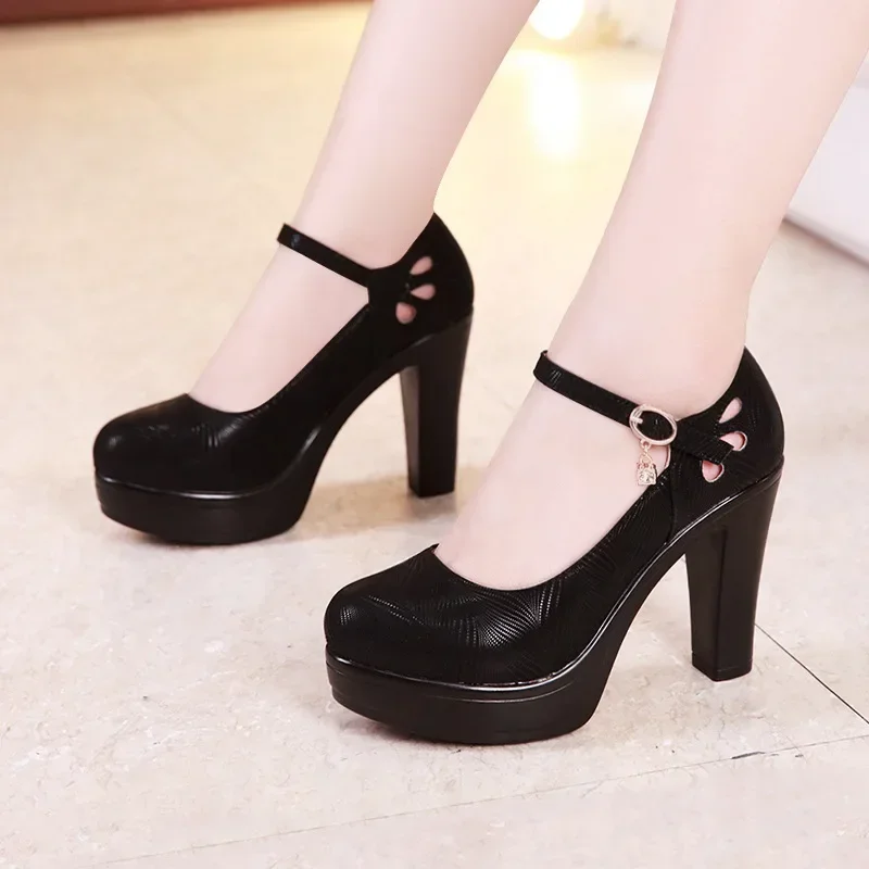 Plus Size 32-43 Block Heel Platform Shoes Women Pumps 2021 Spring High Heels Shoes Ladies Office Shoe Elegant Wedding Shoes