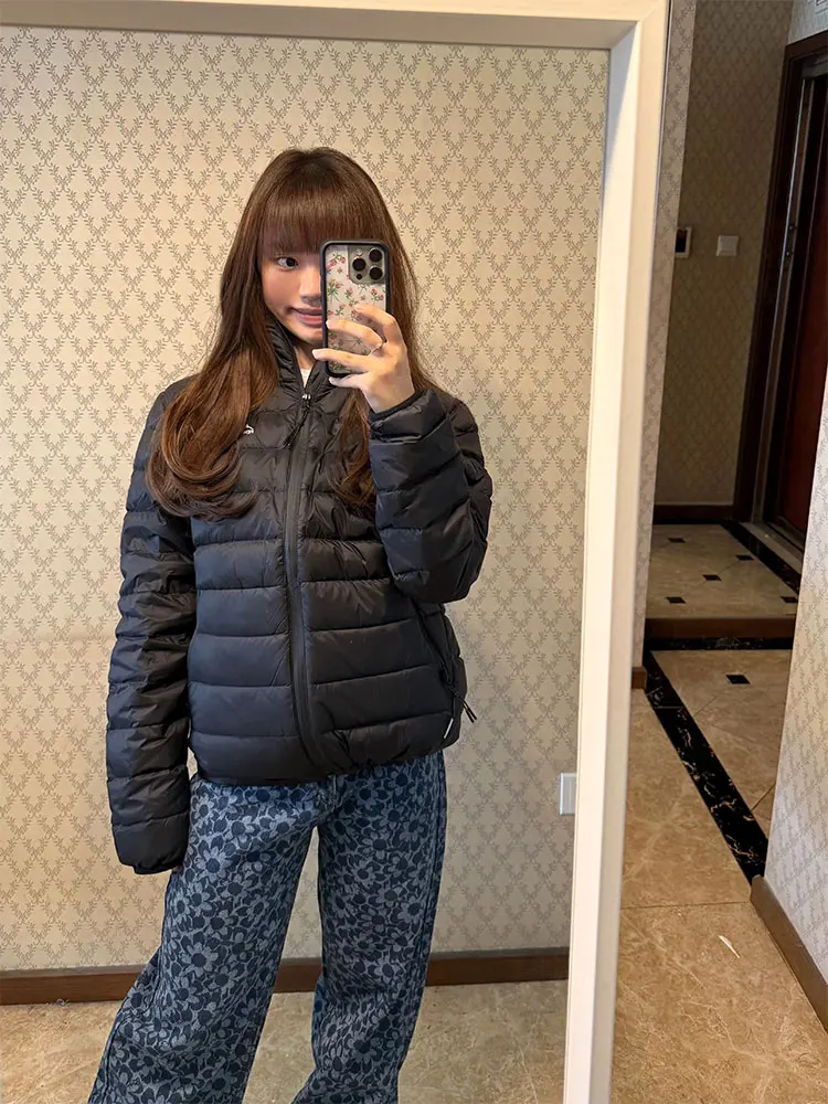 

Черная утепленная хлопковая куртка оверсайз для женщин, осенне-зимнее пальто в корейском стиле с капюшоном, свободный крой, длинный рукав