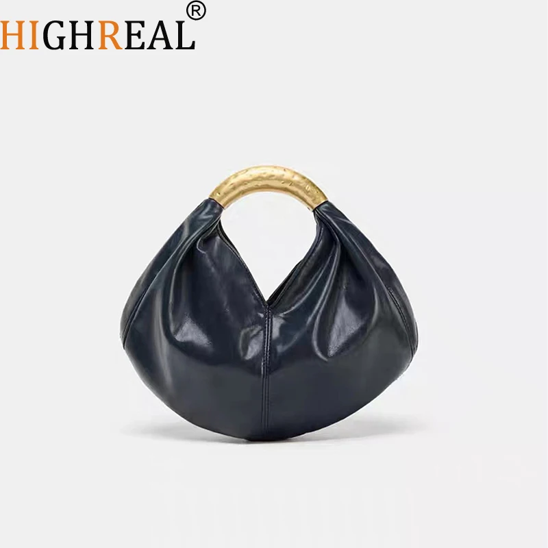 

Fashion Luxury Designer Handbag Brand Women Tote Bag Gold Ring Handle Clutch Pu Leather Lady Bag