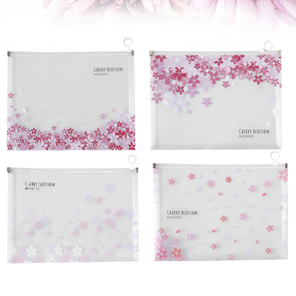 

4pcs Plastic Pencil Pouch Transparent Zip Waterproof Document Bag A4 Stationery Storage Portable Simple Student Office