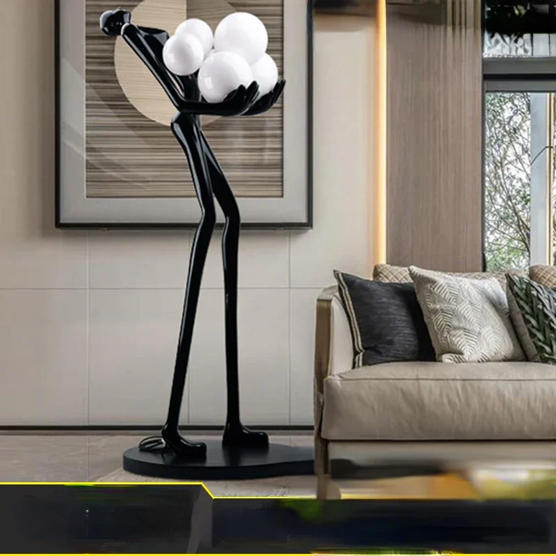 

Large Art Humanoid Ball Floor Lamp Decoration Hotel Sales Office Lobby