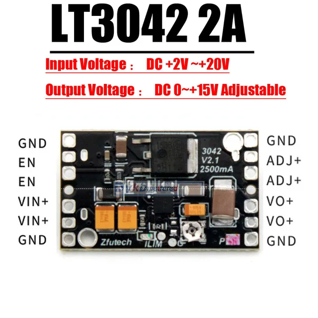LT3042 2A Ultra-niski poziom hałasu RF Audio Hifi ADC DAC Opamp regulowany moduł zasilaczem 3.3V 5V 6V 9V 12V 15V