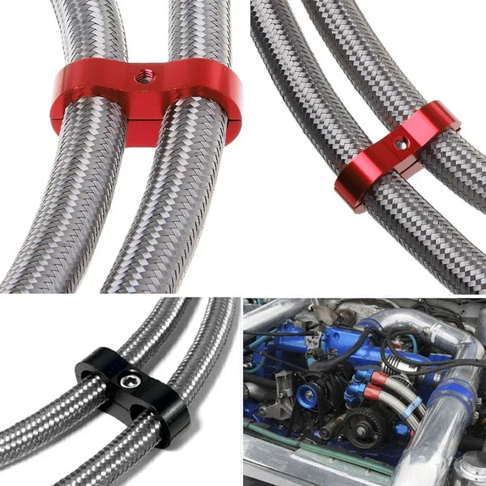 Car Universal AN4 AN6 AN8 AN10 Braided Rubber Hose Anodized Aluminum Line Separator Divider Clamp Mod