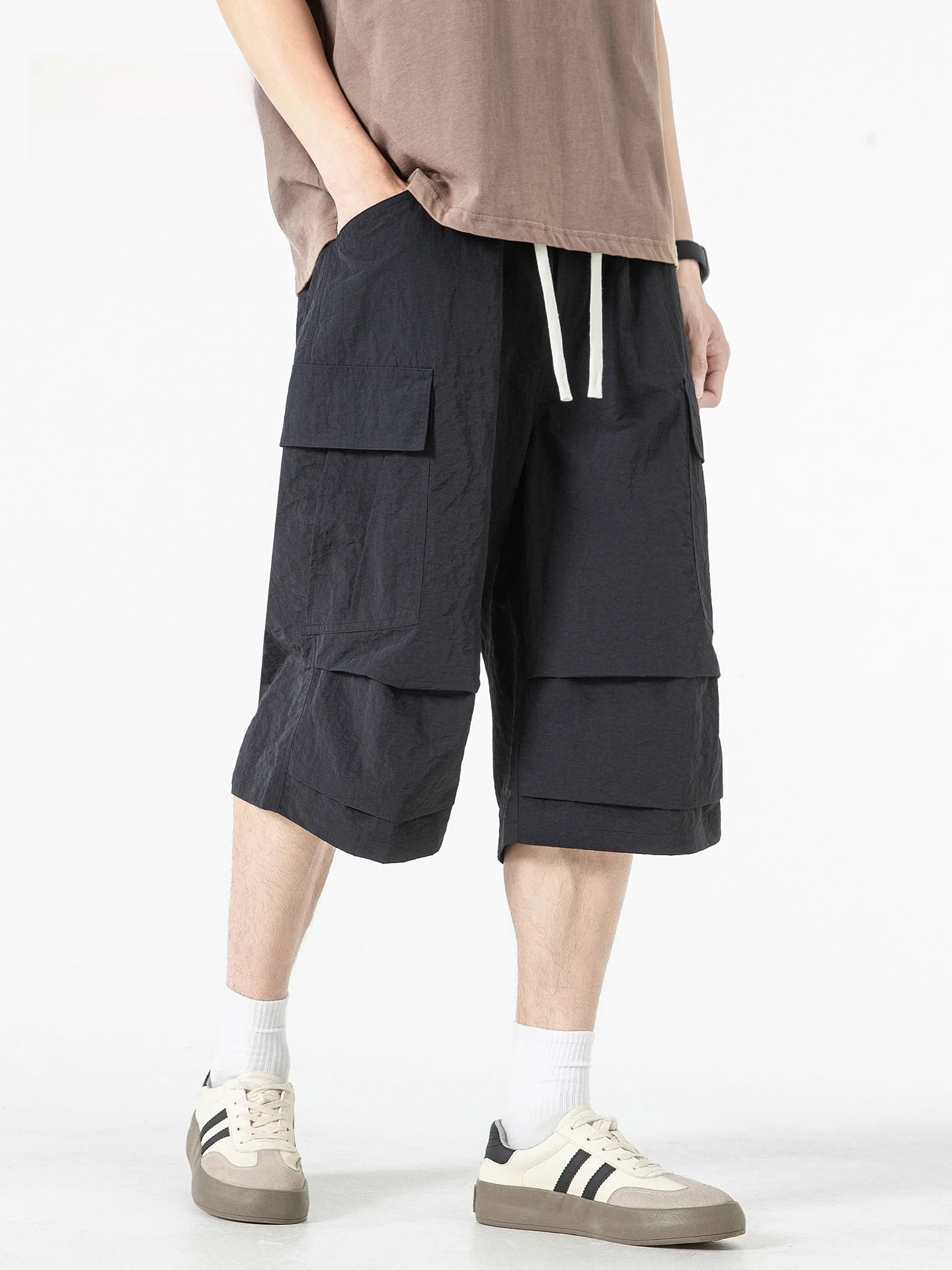 

American Retro Workwear Seven-Foot Pants Summer Thin Loose Paratrooper orts Casual Multi-ket Eight-Foot Pants