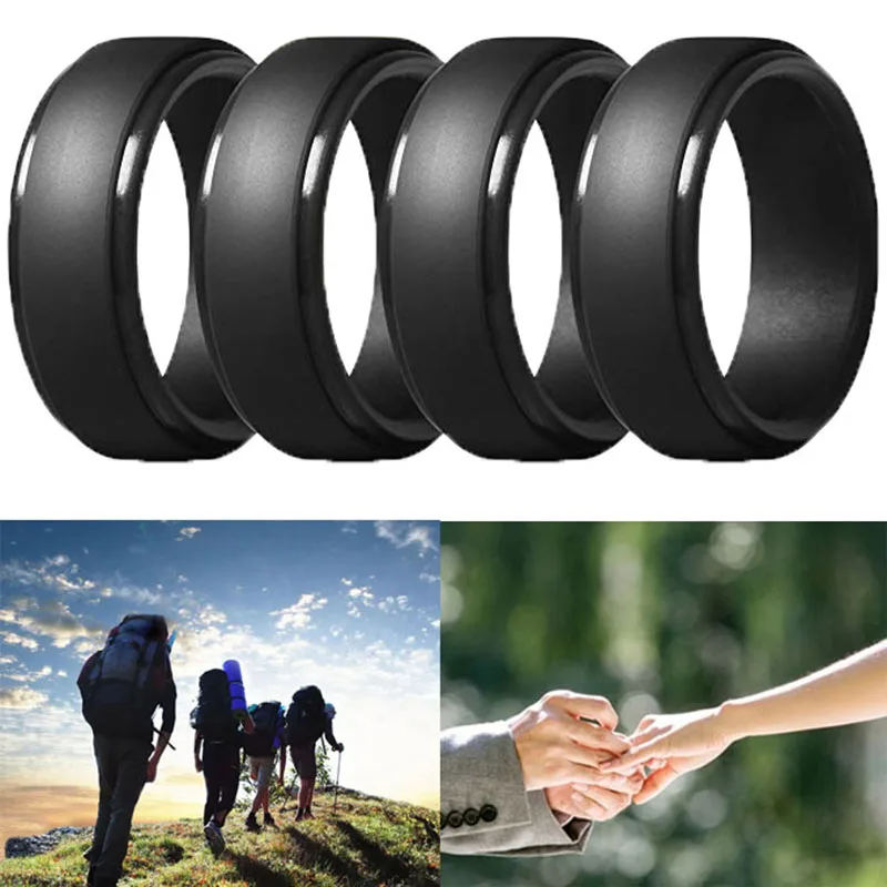 ABQR 8Mm Popular Black Men Silicone Cool Rings Women Rubber Wedding Ring Environmental Sports Ring #9
