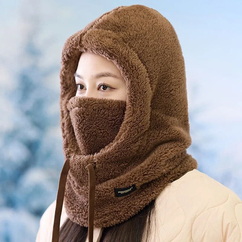 

1 шт. теплая Балаклава для женщин и мужчин, зимние шапки с капюшоном из шерпа, лыжная крышка для лица, ветрозащитная пушистая, регулируемая шапка с капюшоном, шарф, дропшиппинг