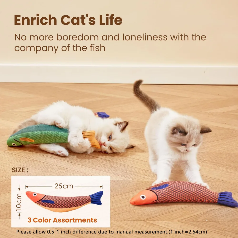 Cat Toys Saury Fish, Catnip Crinkle Sound Toys Soft and Durable, Interactive Cat Kicker Toys for Indoor Kitten Exercise