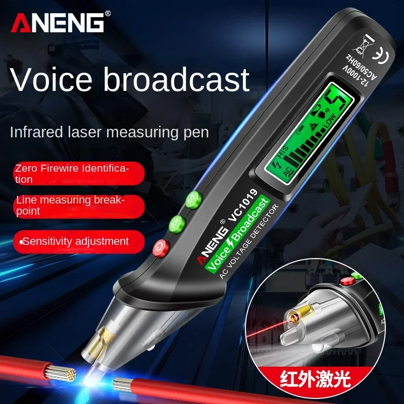 

ANENG 1019 Voice Test Pen Non-contact Induction Pen Electrician High-precision Line Detection Breakpoint Sound and Light Alarm