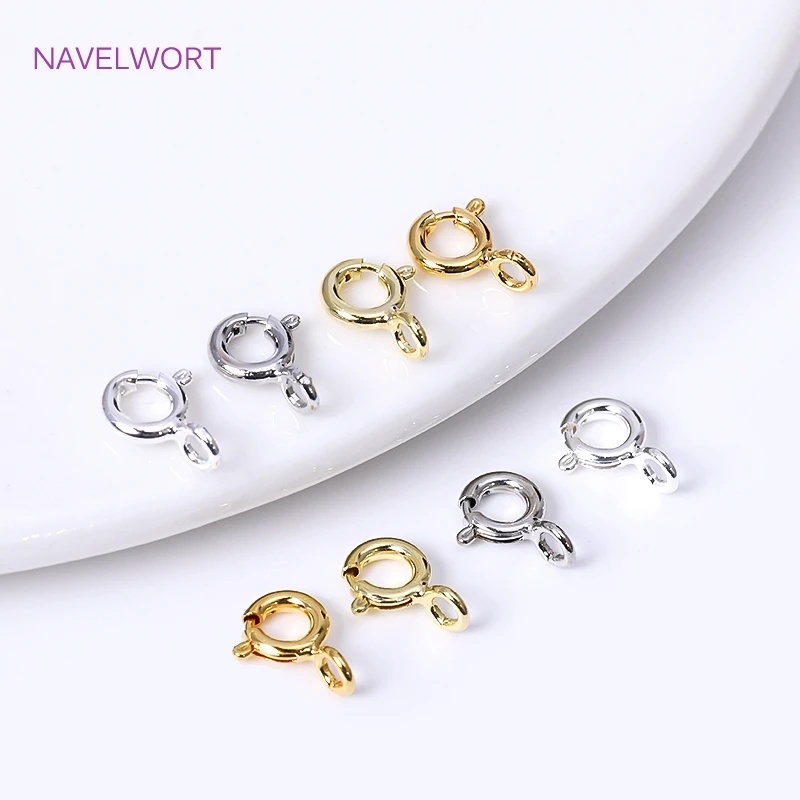 Brass 5/5.5/6/7mm 18K Gold Plated Round Claw Spring Clasp For Bracelet,Clasp For Jewelry Making,DIY Jewelry  Material Wholesale