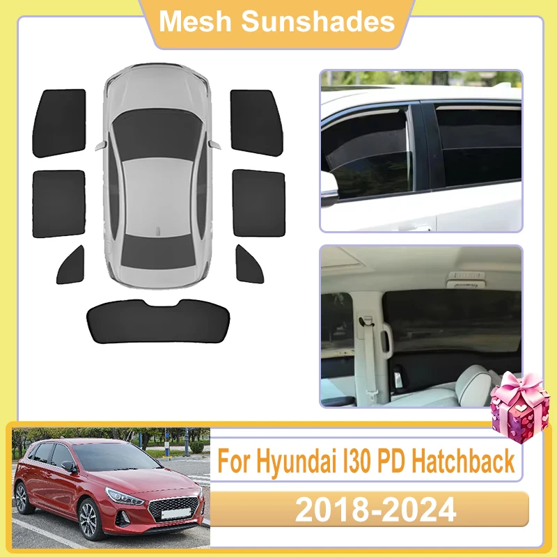 

For Hyundai I30 PD Hatchback Accessories 2018-2024 Car Window Sun Shade Net Covers Anti UV Visors Heat light Shield Parasol Mesh