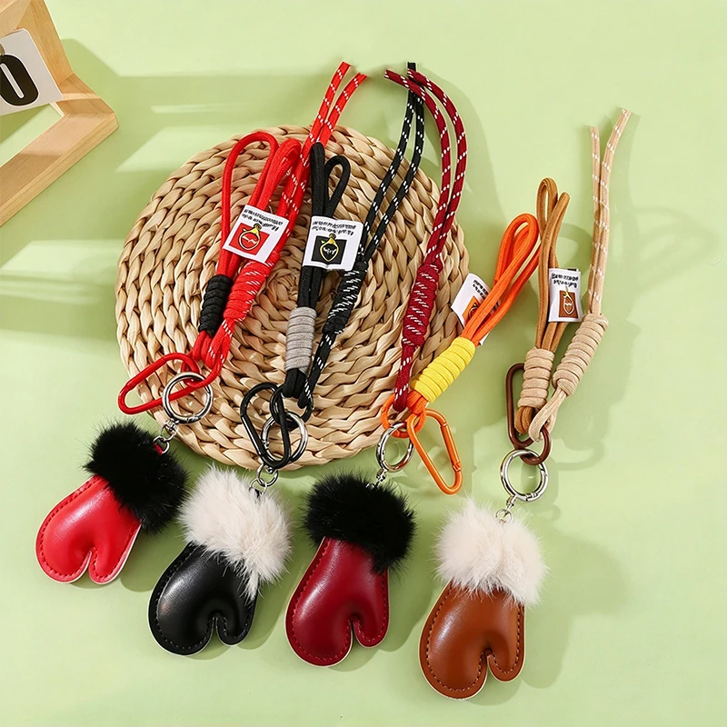 Creative Colorful Fur Small Gloves Decor Bag Pendant Multipurpose Lightweight Keychain Backpack Charm Decoration Accessory