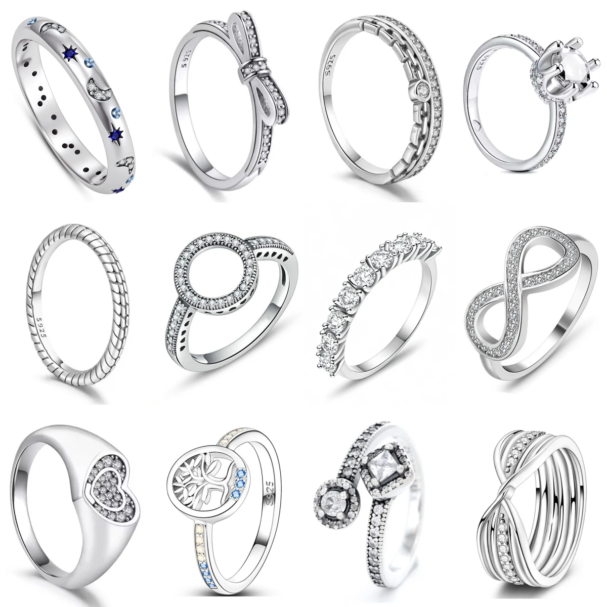 

925 Originales Silver Bow Tree Of Life All For Love Heart Wedding Ring Luxury Set Woman Jewelry Party Gift Things From 1$