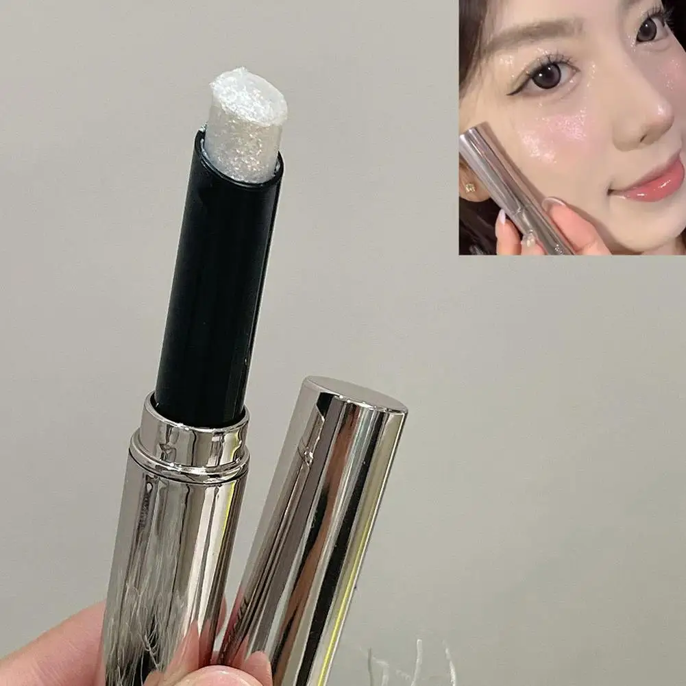 Lápis de sombra iluminador de ponta dupla – cintilante, iluminador, de longa duração, sem manchas, bastão brilhante perolado para maquiagem