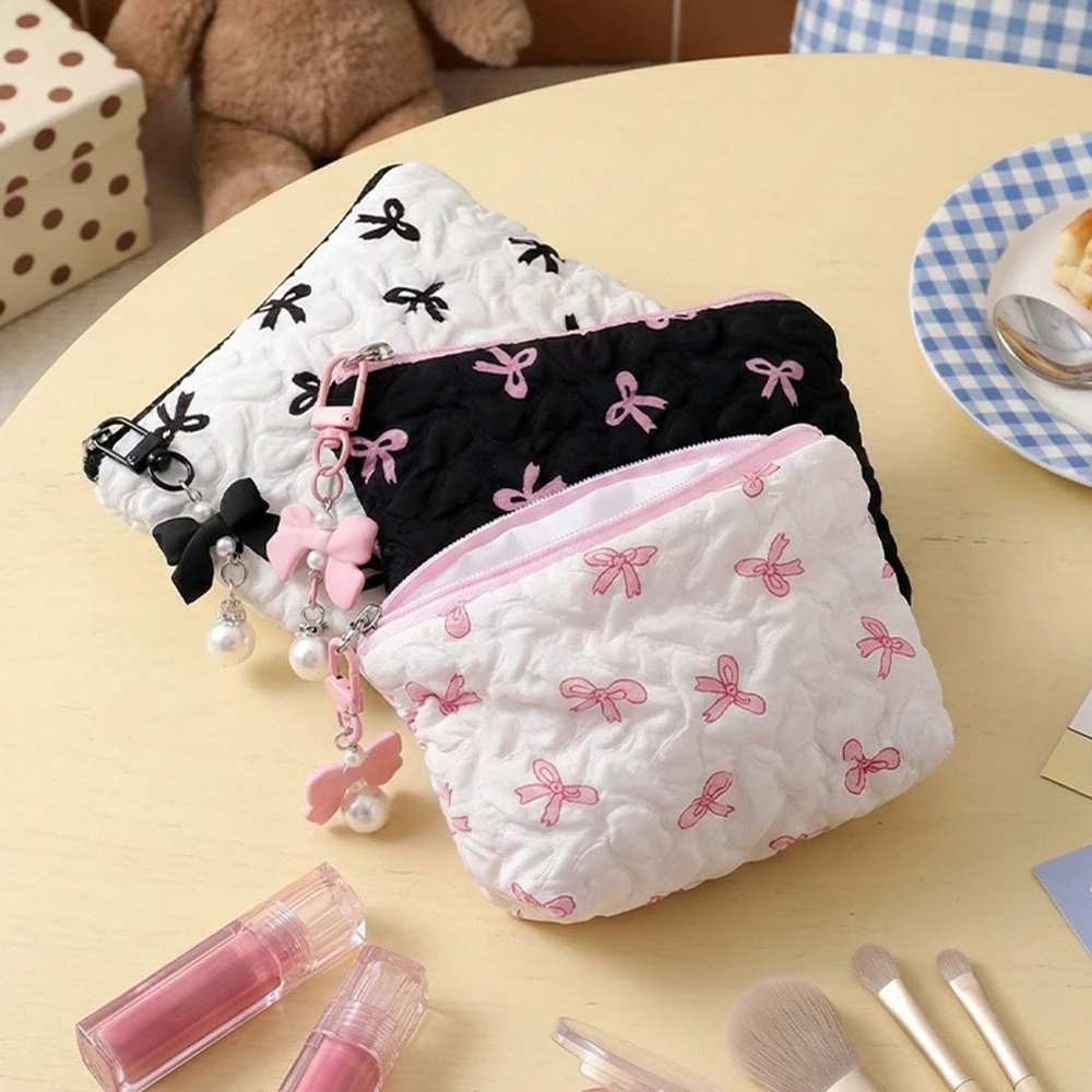 Niedliche Schleifen-Kosmetiktasche: Stilvolle, tragbare Clutch mit multifunktionalem Stauraum und edlem Design – Mini-Geldbörse – Detail 10