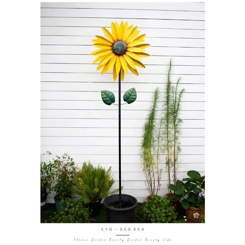 

Wrought iron sunflower windmill garden garden decoration rotating ornament gardening outdoor villa terrace balcony layout