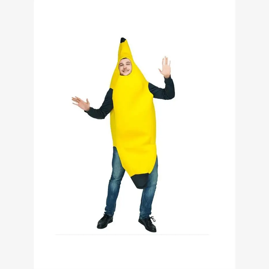 أزياء الهالوين الكبيرة الموز التأثيرية أداء مضحك الزي الرجال النساء الكبار حفلة تنكرية الاسمية زي القطن التقليدي...