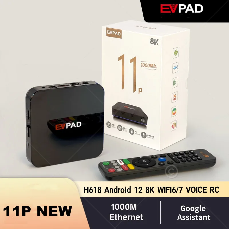 Evpad 11P Smart TV box Alwinner H618 4GB 64GB 11S Set Box 2G 32G Android 12 8K 1000M RJ45 BT5.2 media player Stable box