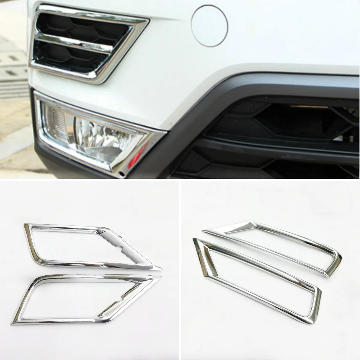 

For Volkswagen VW Tiguan 2017- 2021 2022 Exterior Accessories Chromium Styling Fog Lights Lamps Eyelid Eyebrow Strip Cover Trim