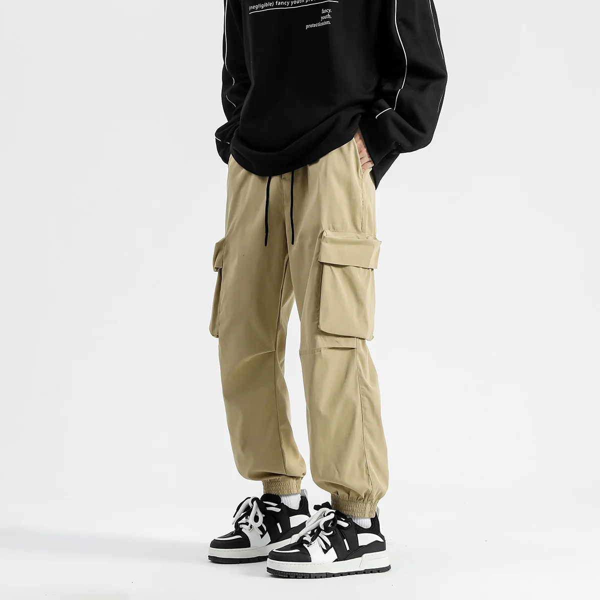 LAPPSTER-Pantalon Cargo Baggy pour Homme, Survêtement Noir, Mode Coréenne, Jogging, Pantalon DulPants, Pantalon Empilé Harajuku, Streetwear Y2k