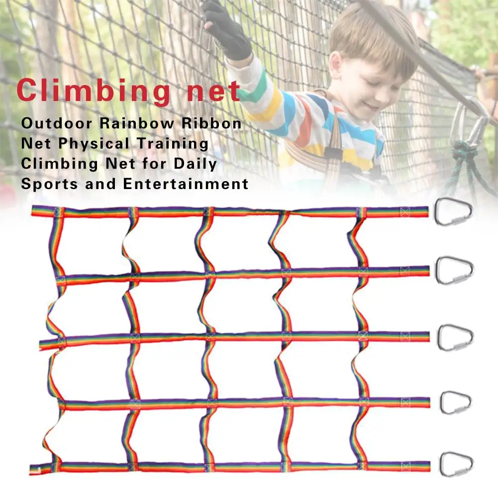 Kids Rainbow Ribbon Climbing Net Mesh Children Physical Training Climbing Net For Sports And Entertainment Kids Climbing Net