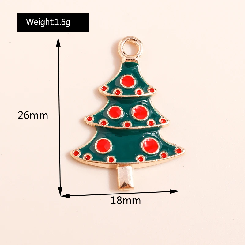 20 Stück gemischte niedliche Emaille-Weihnachtsbaum-Anhänger für die Schmuckherstellung, Tropfenohrringe, Halsketten, Armbänder, DIY-Bastelzubehör – Detail 22