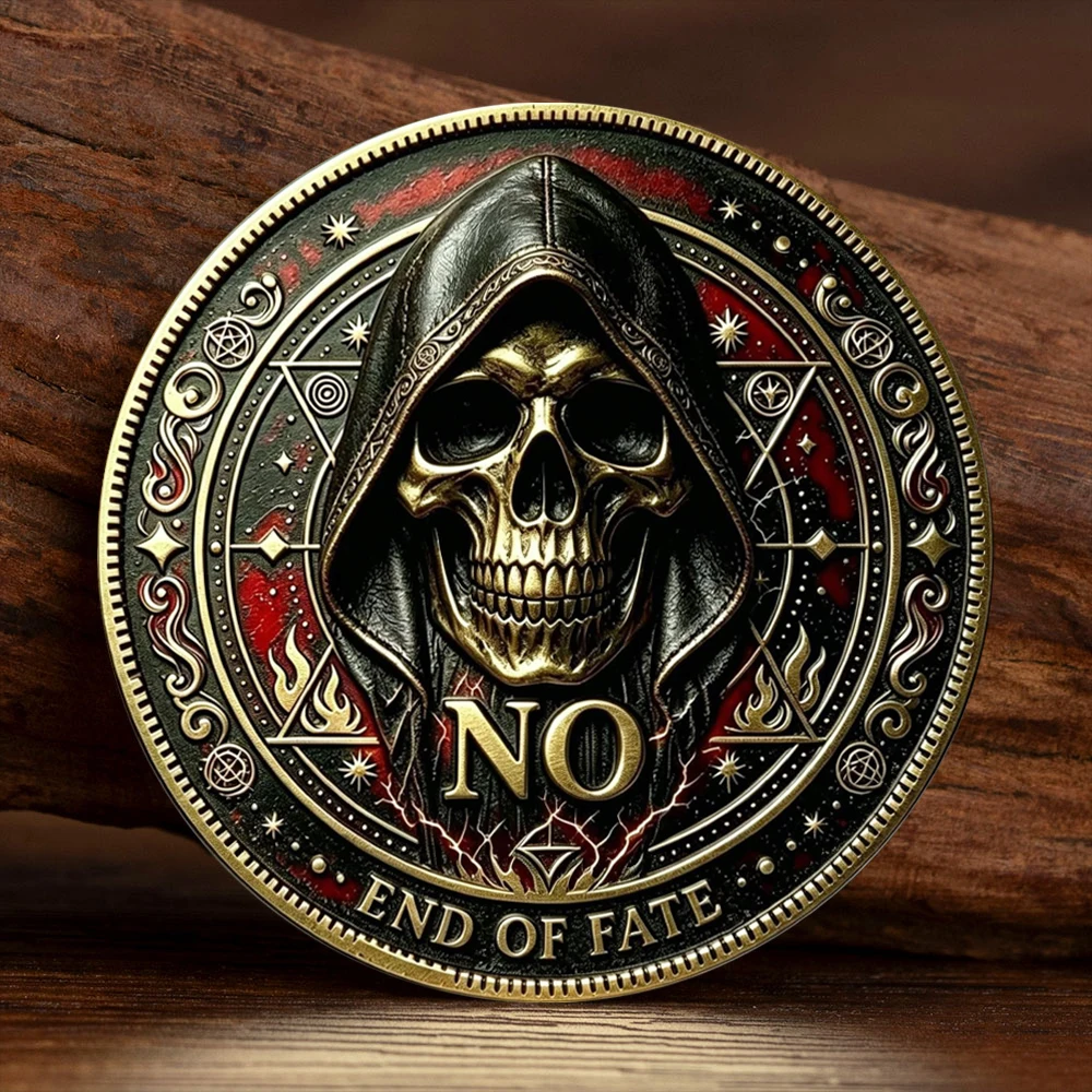 Yes No Decision Skull All‑Seeing Eye Divination Metal Commemorative Coin Fate Prediction Gold Plated Collectible Coin